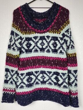 Free People XS Chunky Knit Multicolor Nordic Sweater
